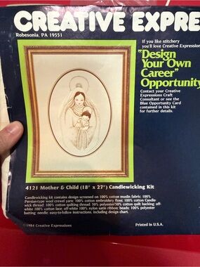 Vintage Creative Expressions Mother Child Candlewicking Embroidery Kit 1984 USA